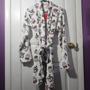 Hello Kitty White Pumpkin Spice Latte Belted Robe